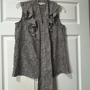 LOFT Monochrome Ruffle Blouse